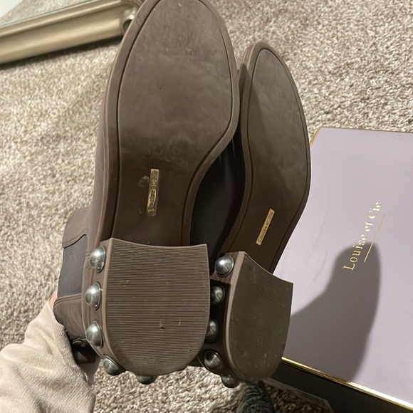 Shiny Gray Leather Ankle Boots w/ Pearls - Picture 4 of 6